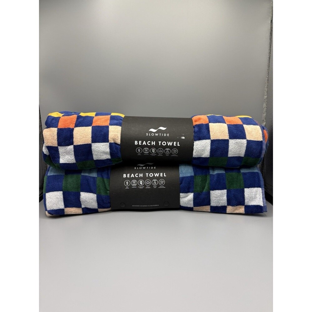 Slowtide Checkered Beach Towel 40x70in Multicolor  100% Cotton
